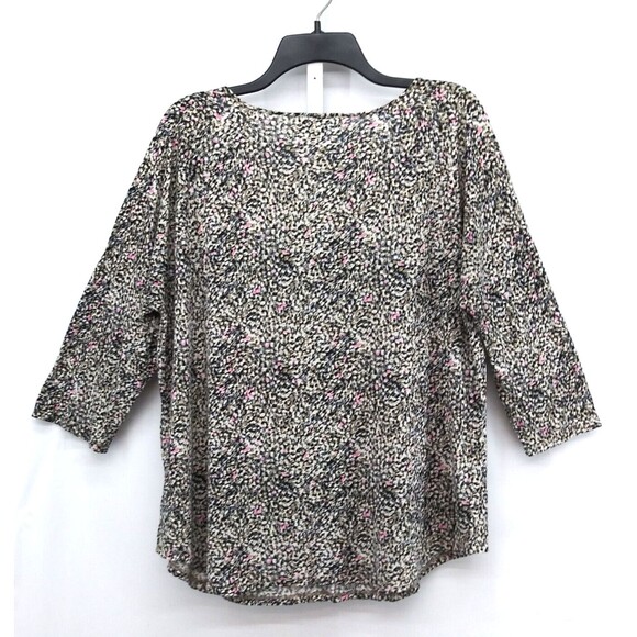 Liz Claiborne Shirt Womens Size XL Brown 3/4 Sleeve Pullover Rayon Blouse Top - Picture 2 of 5